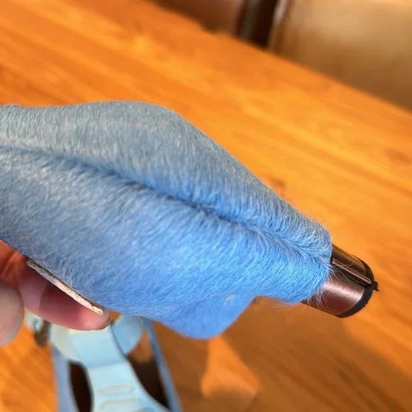 John Fluevog Baby Blue pony and leather pumps w/copper heel caps. 8.5. Worn once - Picture 7 of 10